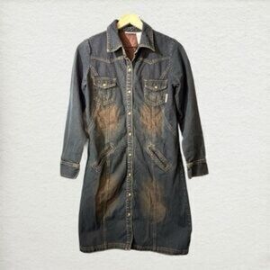 MARY KAY AND ASHLEY | 7/8 Distressed Denim Mini Dress Tunic